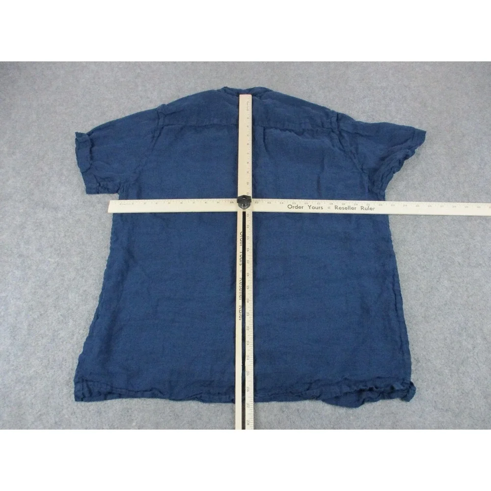 ANOKHI Shirt Mens Extra Large Blue Linen Button Up Relaxed Breathable Camp